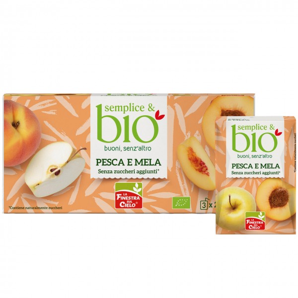Bevanda di pesca e mela 3x200ml SEMPLICE&BIO