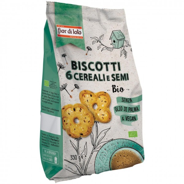 Biscotti Vegan ai 6 Cereali e Semi 350g Fior di Loto