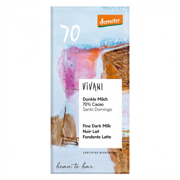 Cioccolato fondente latte 90g Vivani
