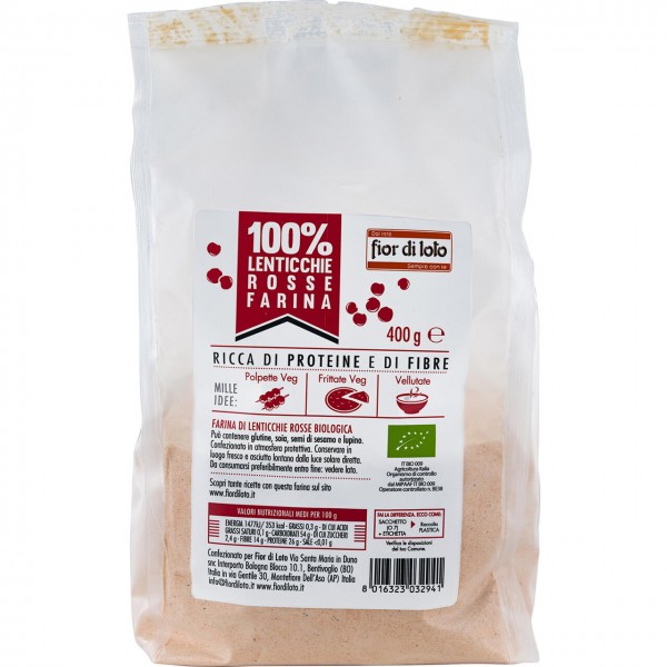 Farina di lenticchie rosse 400g FIOR DI LOTO