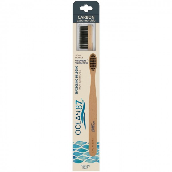 Spazzolino in legno - setole carbon 1pz OCEAN87