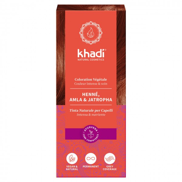 Tinta naturale per capelli - henné, amla & jatropha rouge 100g KHADI