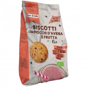 Biscotti con Fiocchi di Avena e Frutti Rossi Vegan 350g Fior di Loto