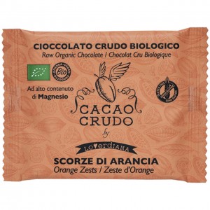 Cioccolato fondente crudo con scorze di arancia 30g Cacao Crudo