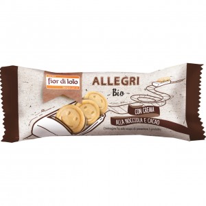 Allegri Biscotti farciti con crema alla nocciola 45g Fior di Loto