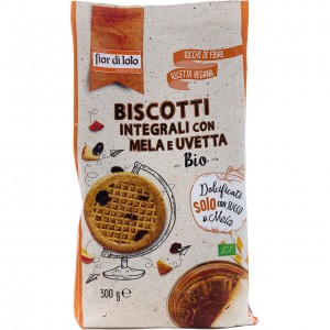 Biscotti Vegani con Mela e Uvetta Senza Zuccheri Aggiunti 300gr Fior di Loto