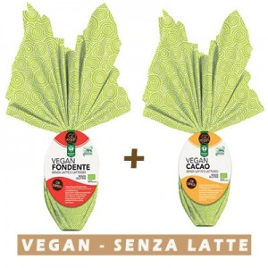 Duo Uovo di Pasqua Vegan con bevanda di soia + Uovo di Pasqua Vegan con cioccolato fondente