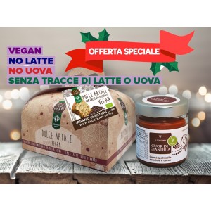 Duo Vegano: Dolce Natale con Gocce di Cioccolato 500g Probios + Crema spalmabile 180g Il Modicano