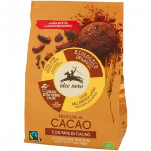 Frollini al Cacao con Fave di Cacao 250gr Alce Nero