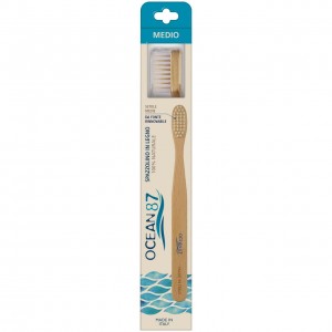 Spazzolino in legno - setole nylon - medio 1pz OCEAN87
