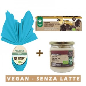 Uovo di pasqua Bianco Vegan + Crema vegan ciok Bianca + Biscotti Ripieni alla Vaniglia