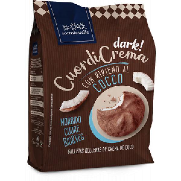 Biscotti Vegan CuordiCrema Dark con Crema al Cocco 200g Sottolestelle