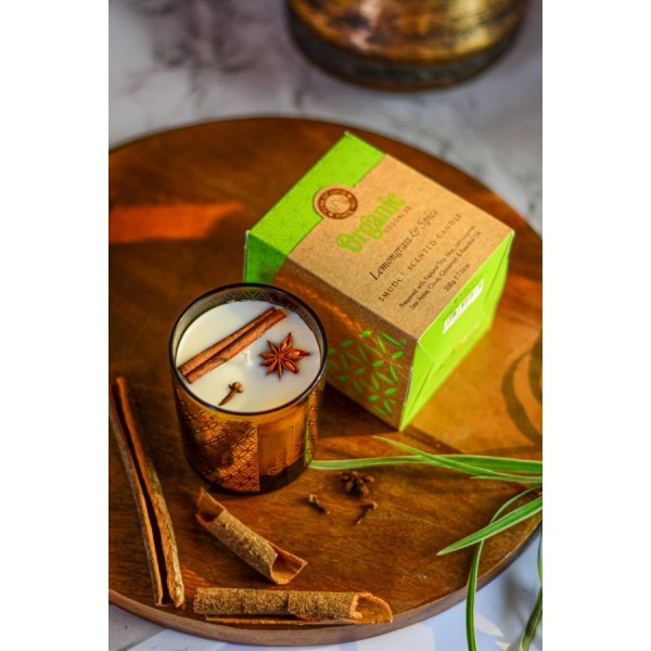 Candela con frammenti di Lemongrass & Spezie Cera di Soia Organic Goodness