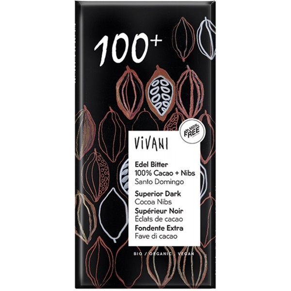 Cioccolato Fondente Extra Fave di Cacao 100% 80gr Vivani