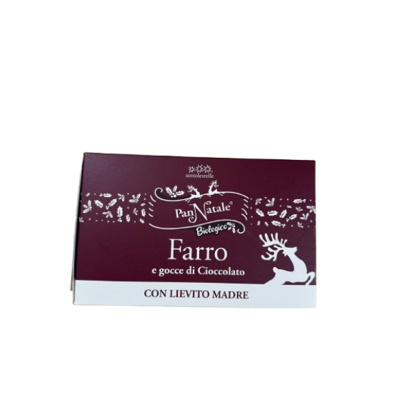 Dolce Pan Natale Vegano di Farro con Cioccolato senza latte e uova 500g Sottolestelle